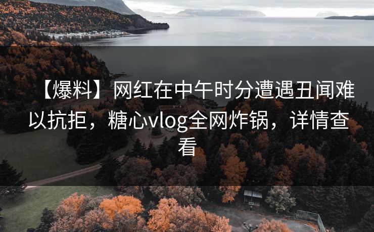 【爆料】网红在中午时分遭遇丑闻难以抗拒，糖心vlog全网炸锅，详情查看