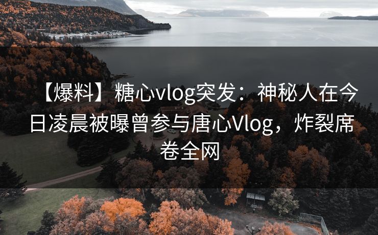 【爆料】糖心vlog突发：神秘人在今日凌晨被曝曾参与唐心Vlog，炸裂席卷全网