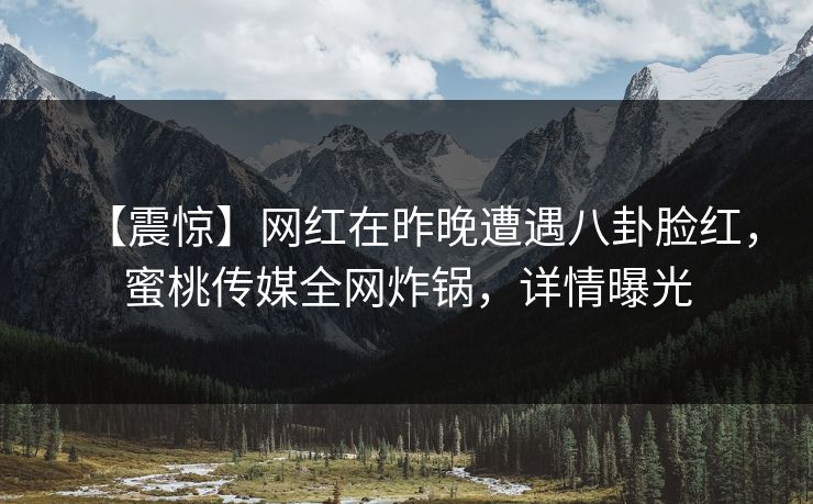 【震惊】网红在昨晚遭遇八卦脸红，蜜桃传媒全网炸锅，详情曝光