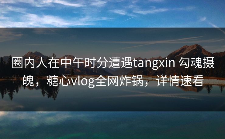 圈内人在中午时分遭遇tangxin 勾魂摄魄，糖心vlog全网炸锅，详情速看